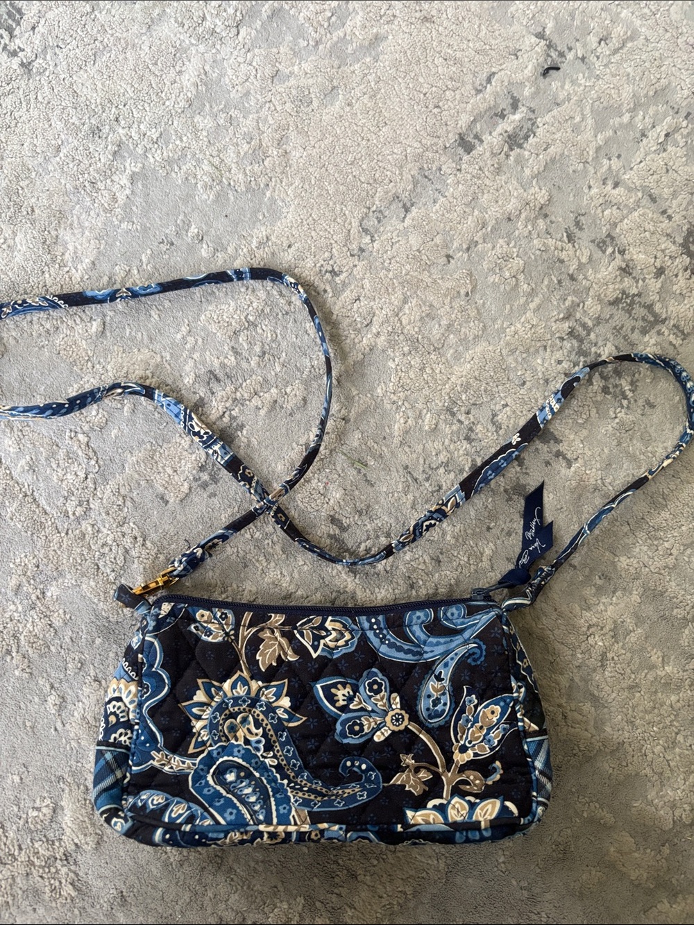 Vera Bradley Navy and Light Blue Paisley Quilted Crossbody